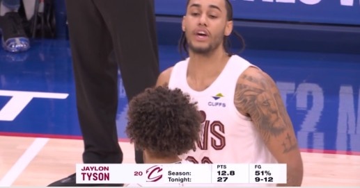 开云官网-得分平赛季纪录！泰森迎着恩比德压哨高抛命中 个人27分